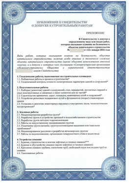 Приложение к свидетельству о допуске к строительным работам Волоконовка СРО в строительстве